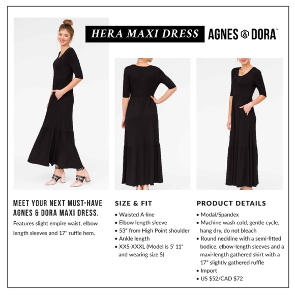 Agnes & Dora "Hera" Black Short Sleeve Maxi Dress - Picture 6 of 8